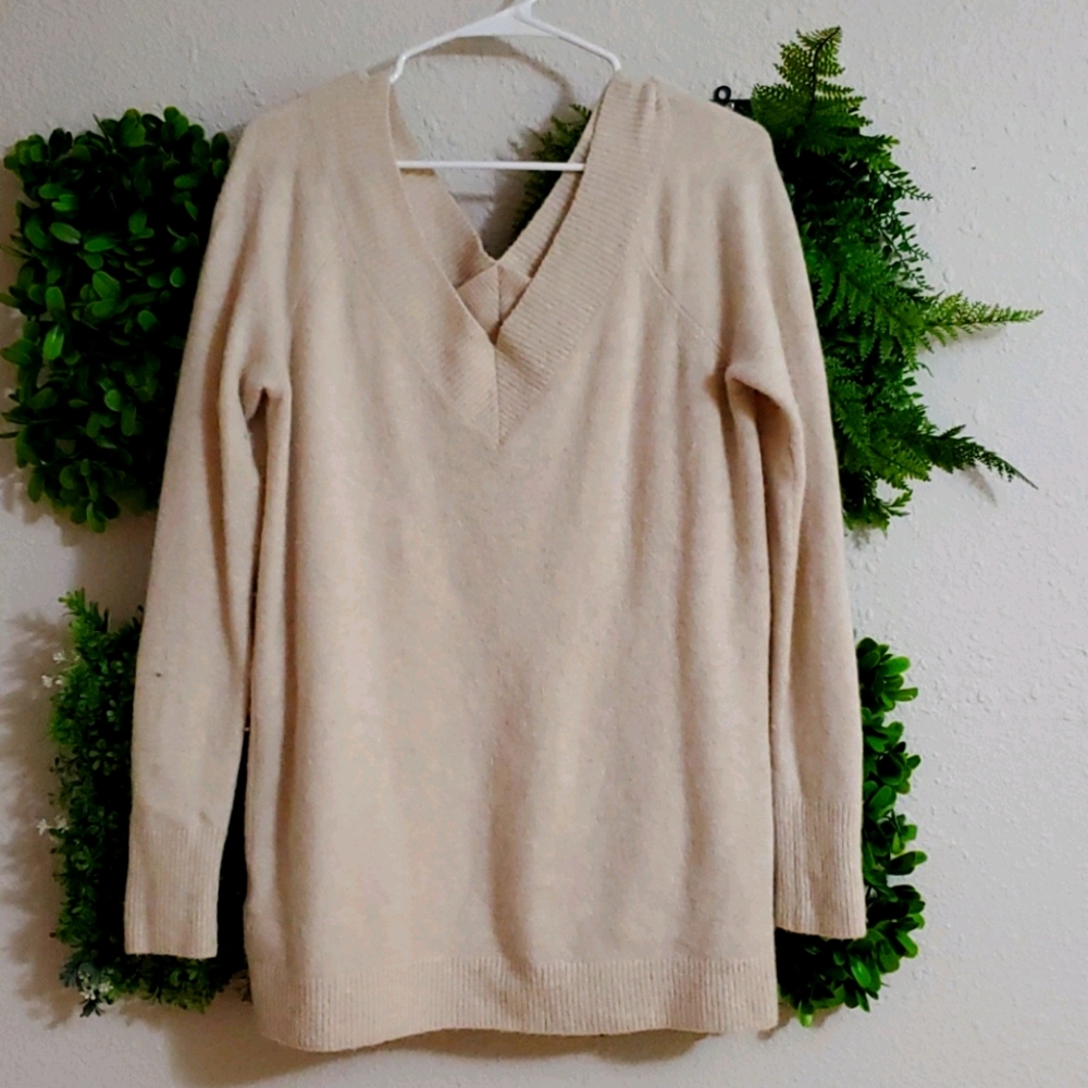 Cream V neck sweater